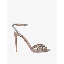  Aquazzura Tequila 105 gem-embossed leather heeled sandals