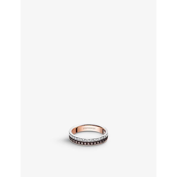 Boucheron Quatre Classique 18ct rose-gold, white-gold and 0.21ct diamond wedding band