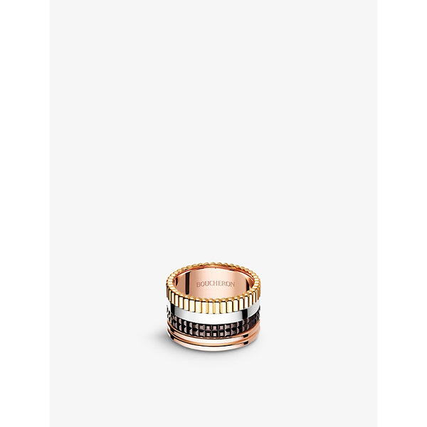 Boucheron Quatre Classique 18ct yellow-gold, white-gold and pink-gold ring