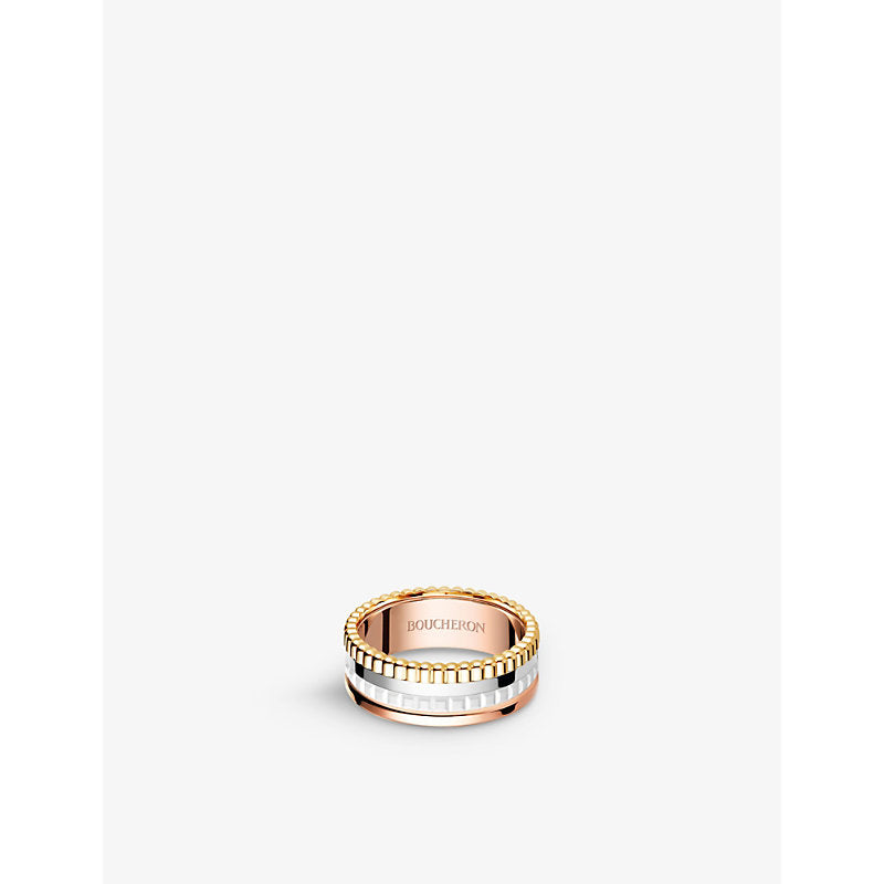 Boucheron Quatre 18ct white, yellow, rose-gold and ceramic ring