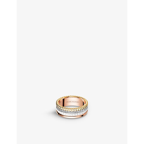  Boucheron Quatre 18ct white, yellow and pink-gold, 0.24ct diamond and ceramic ring