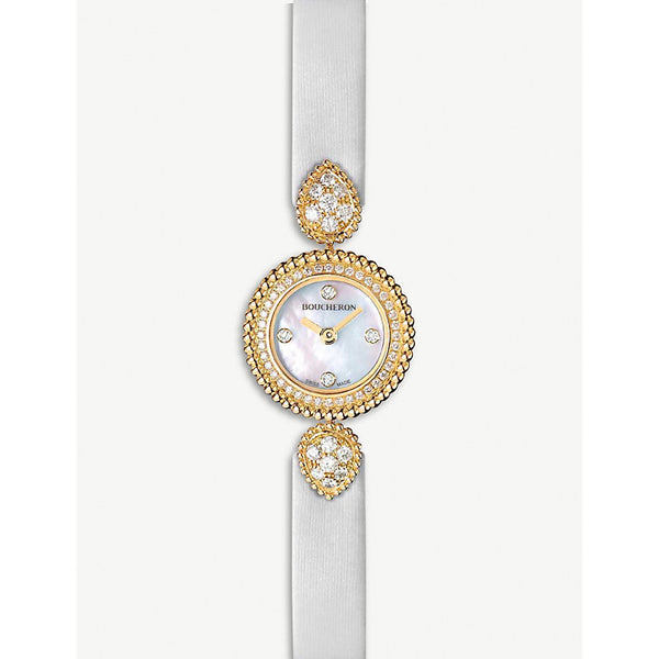 Boucheron WA015506 Serpent Bohème 18ct yellow-gold, diamond and mother-of-pearl watch