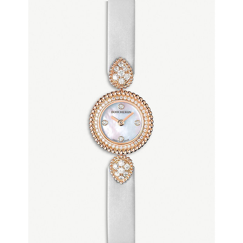 Boucheron WA015507 Serpent Bohème 18ct rose-gold, diamond and mother-of-pearl watch