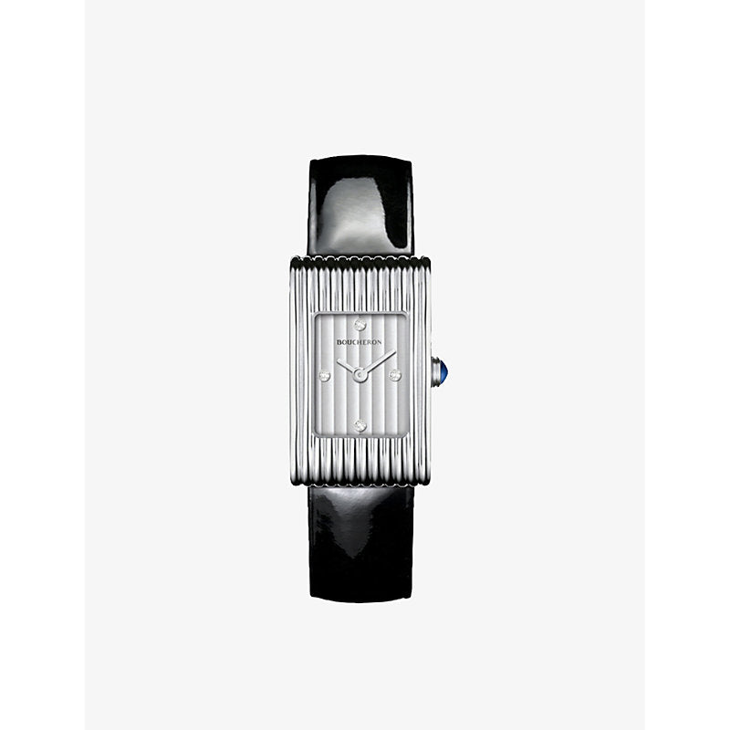 Boucheron WA030504 Reflet small stainless-steel, diamond and sapphire cabochon watch