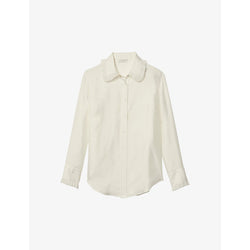  Sandro Frill-trimmed satin-twill shirt