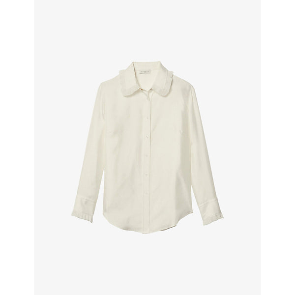  Sandro Frill-trimmed satin-twill shirt