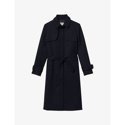  Sandro Pleated-panel twill trench coat