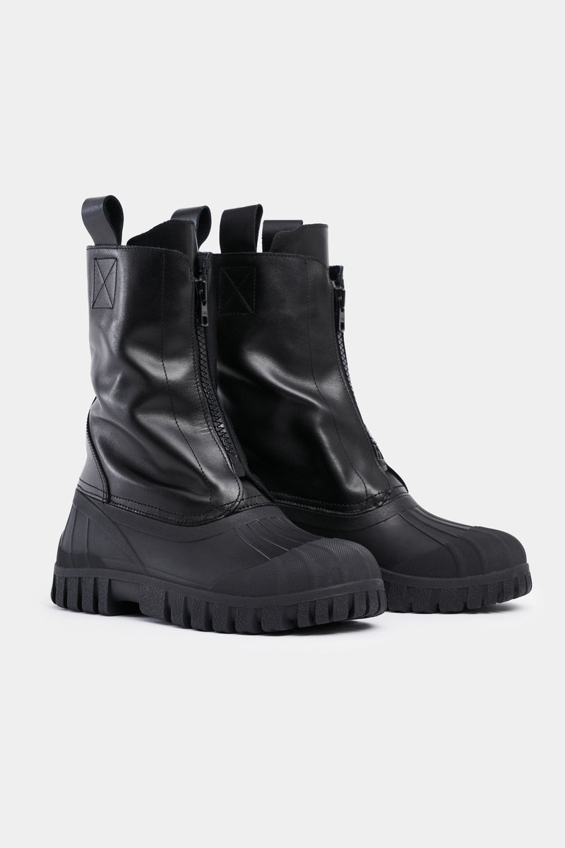 Stutterheim Patrol Zip Boot Leather Black