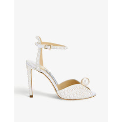 Jimmy Choo Sacora 100 pearl-embellished satin sandals