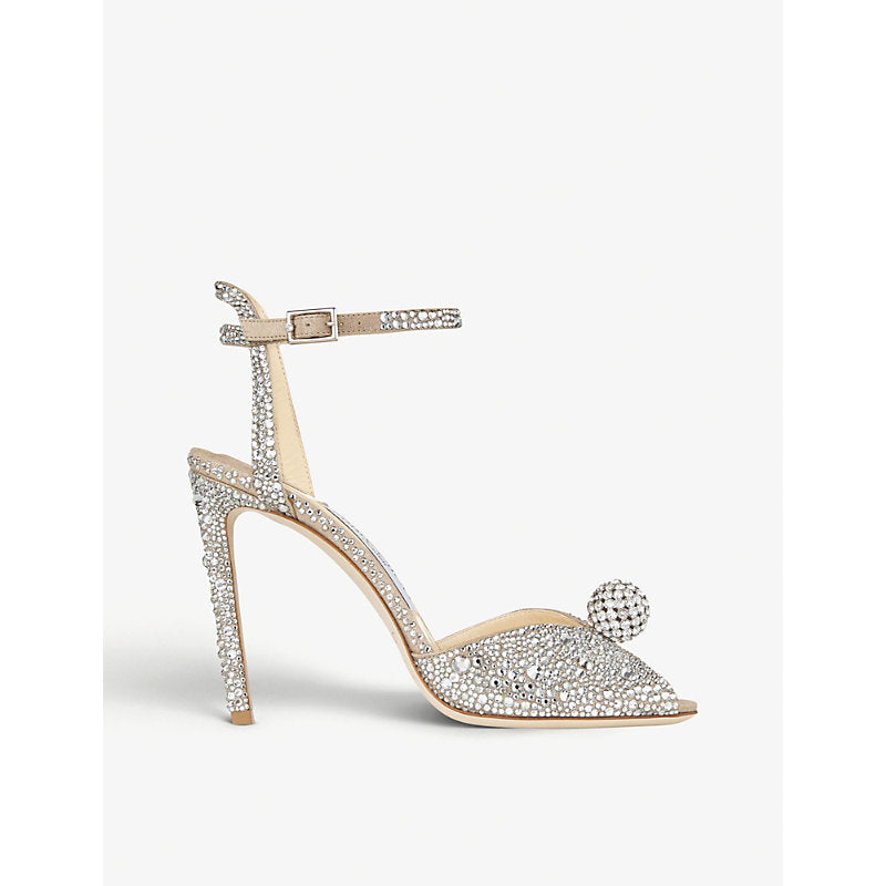 Jimmy Choo Sacora 100 crystal-embellished suede sandals