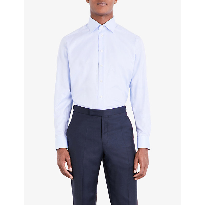  Eton Long-sleeved single-cuff regular-fit cotton-twill shirt