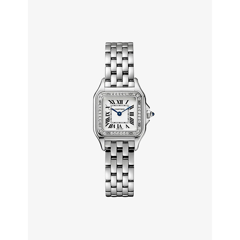 CRW4PN0007 Panthère de Cartier small brilliant-cut diamond and stainless-steel quartz watch