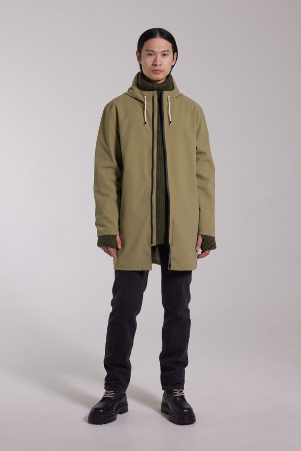 Stutterheim Stockholm Lightweight Zip Matte Raincoat Aloe