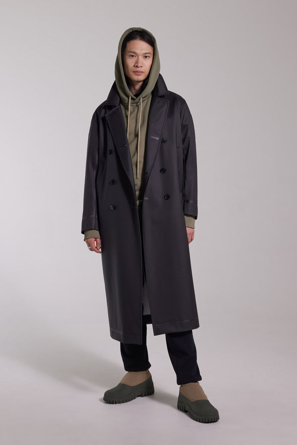 Stutterheim Rosenbad Long Double Breasted Overcoat Black