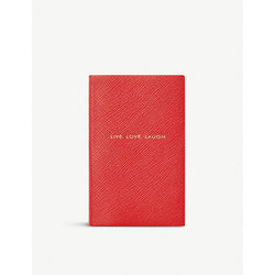 Smythson Live Love Laugh Panama leather notebook 14x9cm