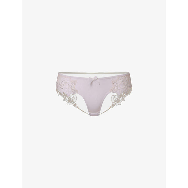  Agent Provocateur Lindie mid-rise embroidered floral mesh briefs