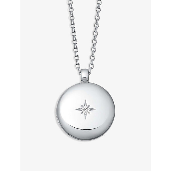  Astley Clarke White sapphire and sterling silver locket necklace