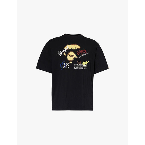 Mens A Bathing Ape Brand-print crew-neck regular-fit cotton-jersey T-shirt