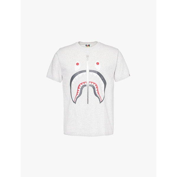 Mens A Bathing Ape Shark-print short-sleeve cotton-jersey T-shirt