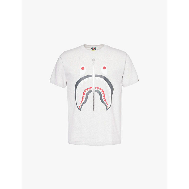 Mens A Bathing Ape Shark-print short-sleeve cotton-jersey T-shirt