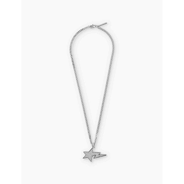 A Bathing Ape Sta rhodium-plated cubic-zirconia brass necklace | LYBSTORE