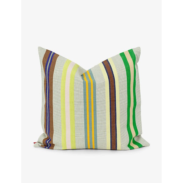 A World Of Craft By Afroart Vina square-shape striped cotton cushion 50cm x 50cm | LYBSTORE