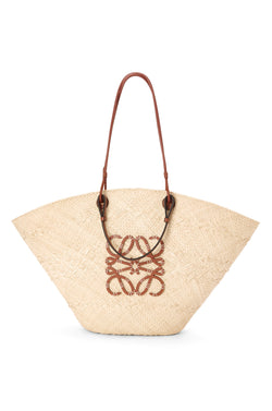 Large Anagram Basket bag in iraca palm and calfskin