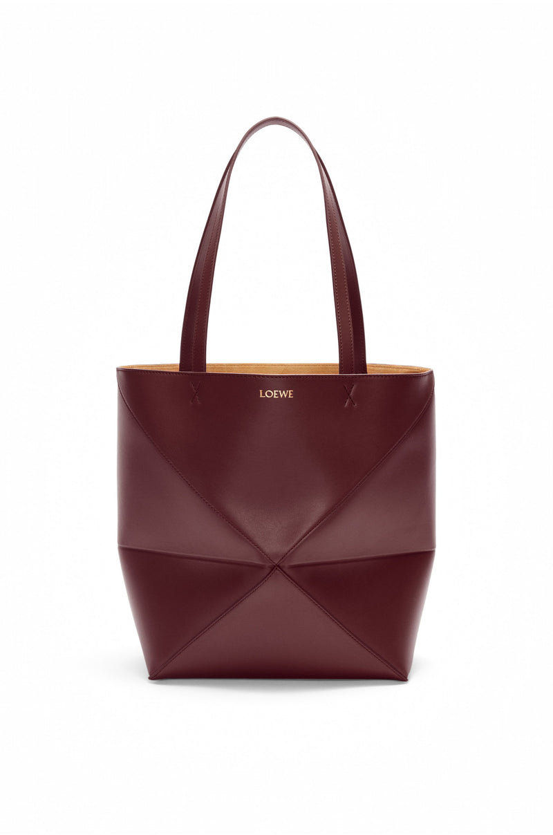 Medium Puzzle Fold tote in shiny calfskin