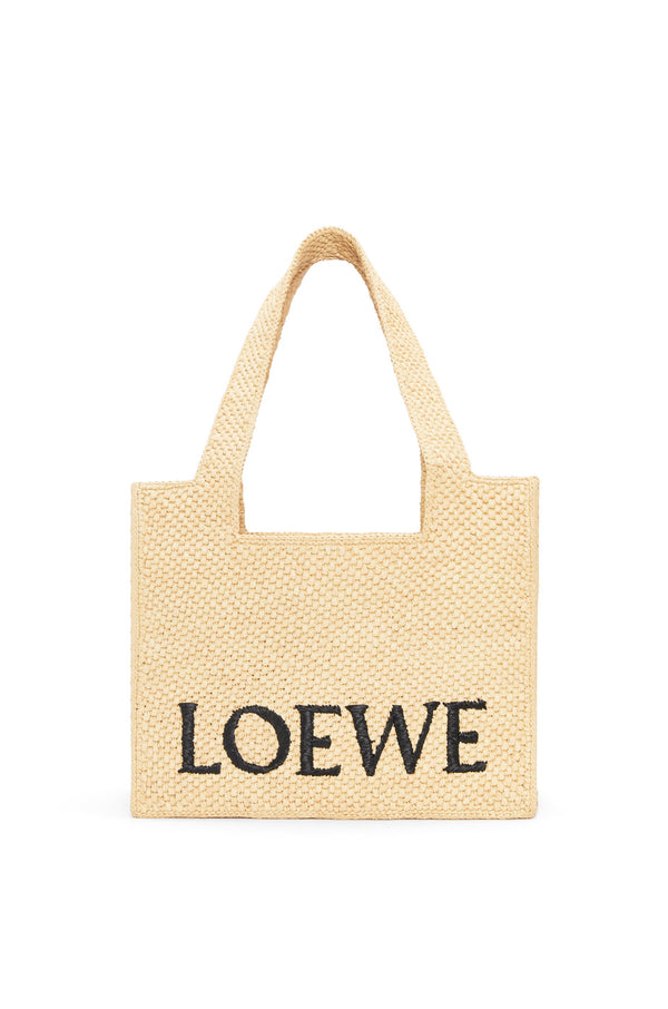 Medium LOEWE Font tote in raffia