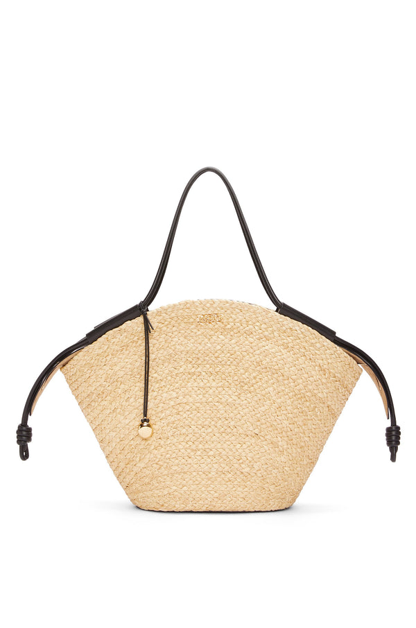 Large Paseo basket in raffia and nappa calfskin