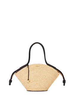 Small Paseo basket in raffia and nappa calfskin