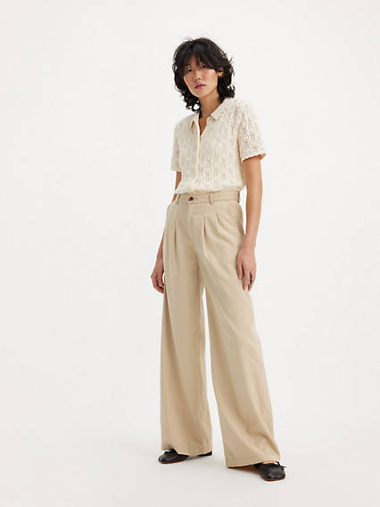 Pleated Wide Leg Trousers