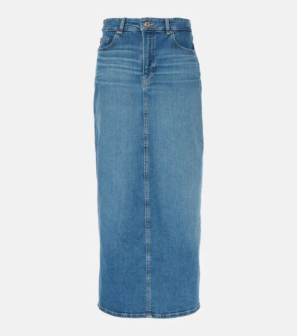 AG Jeans High-rise denim midi skirt