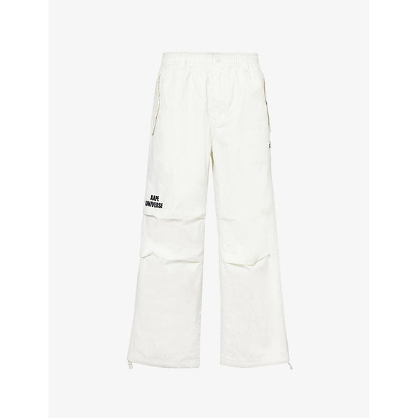 Mens Aape Logo-embroidered wide-leg cotton-blend woven trousers