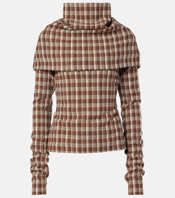 Acne Studios Checked wool and cotton-blend top | LYBSTORE