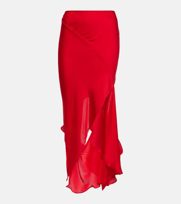 Acne Studios Deconstructed cutout silk midi skirt | LYBSTORE