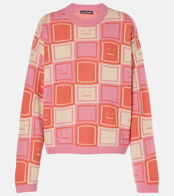 Acne Studios Face jacquard wool-blend sweater