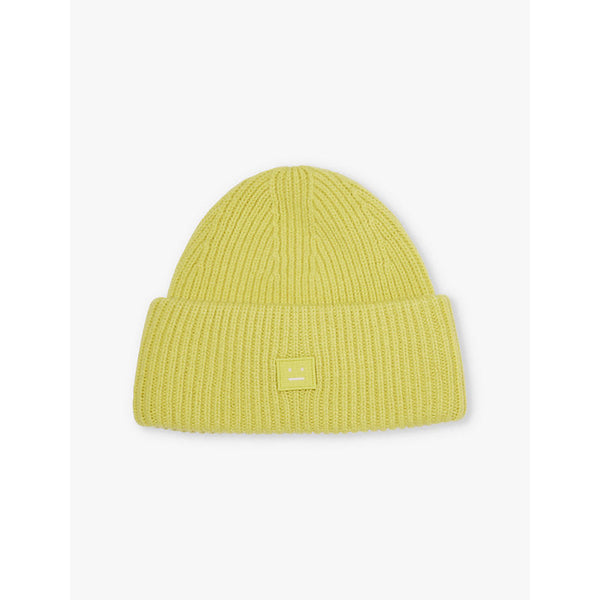 Acne Studios Face logo-patch wool beanie | LYBSTORE