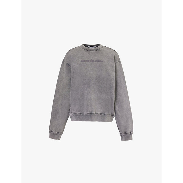  Acne Studios Faded brand-print relaxed-fit cotton-jersey sweatshirt