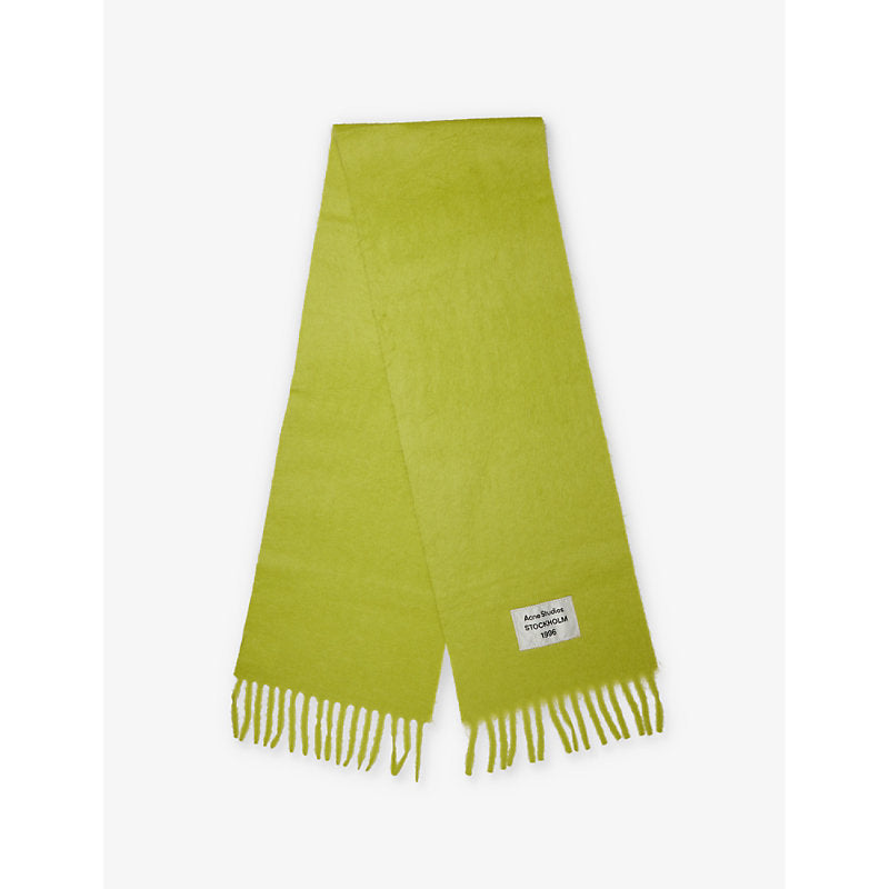  Acne Studios Fringe logo-patch alpaca-blend scarf