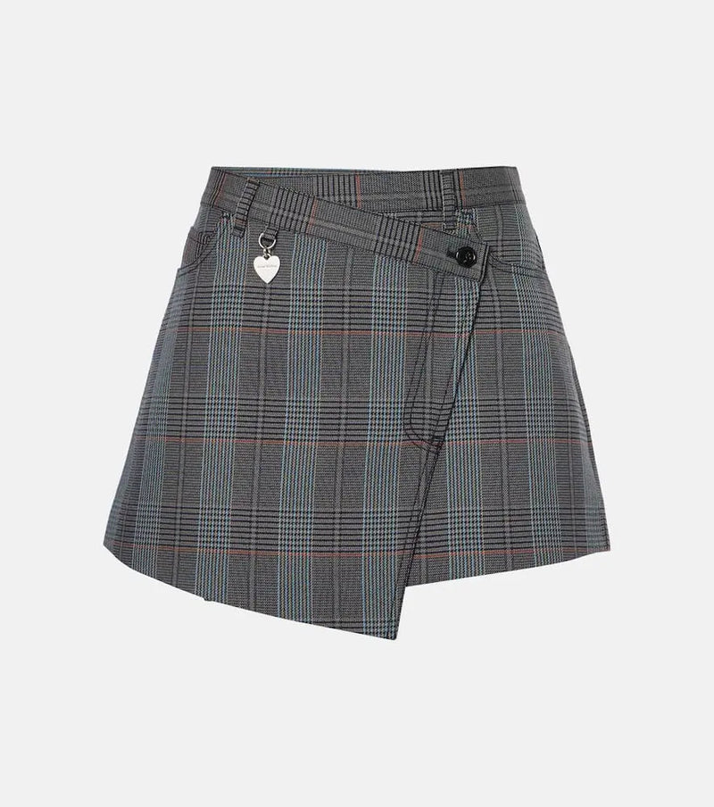 Acne Studios Irinna wool-blend plaid wrap skirt | LYBSTORE