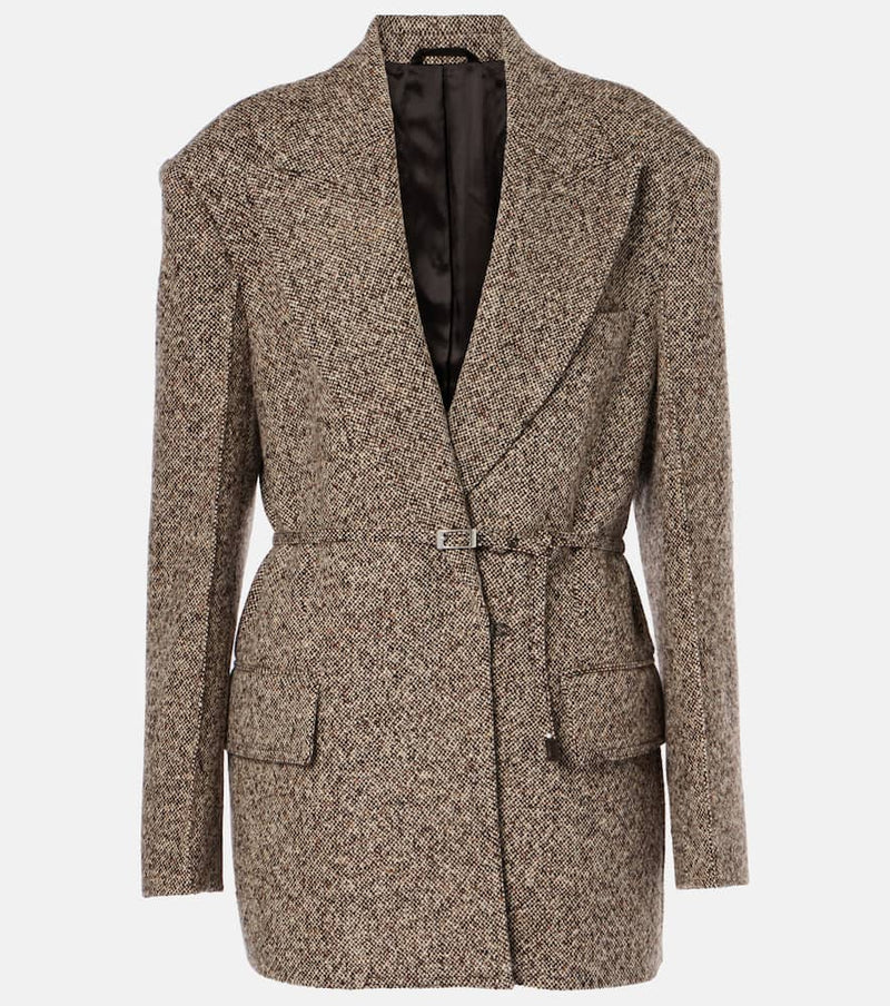 Acne Studios Jador belted wool-blend tweed blazer