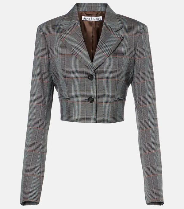 Acne Studios Jaza checked cropped wool-blend blazer | LYBSTORE