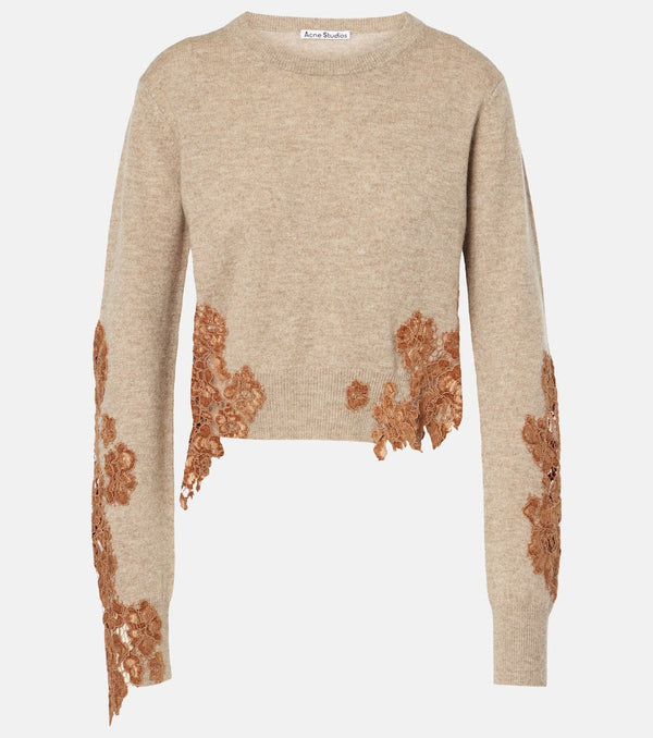 Acne Studios Lace-trimmed wool sweater | LYBSTORE