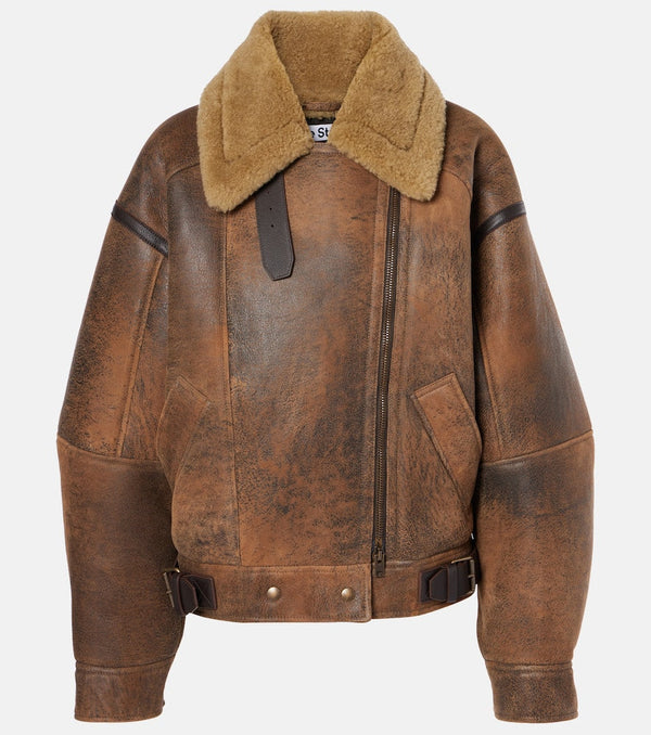 Acne Studios Lakota leather and shearling jacket | LYBSTORE