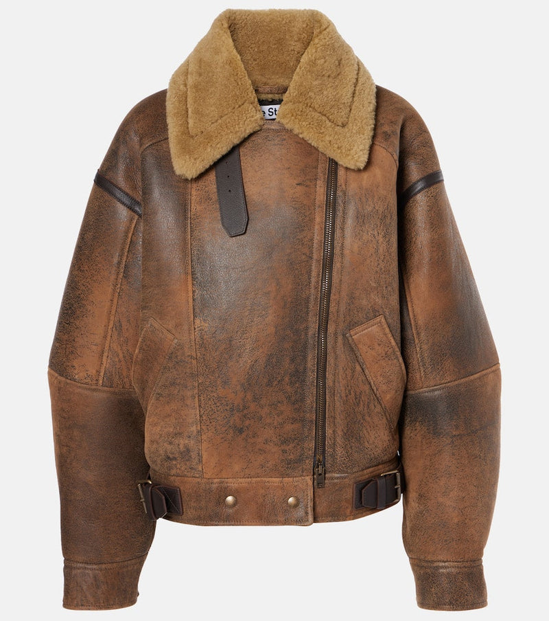 Acne Studios Lakota leather and shearling jacket | LYBSTORE