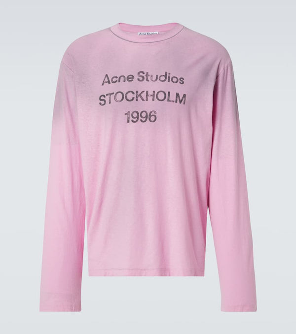 Acne Studios Logo distressed cotton and hemp T-shirt