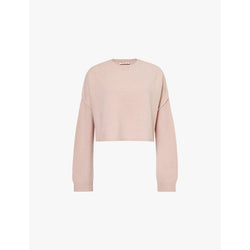 Womens Acne Studios Logo-embroidered cropped wool and cashmere jumper