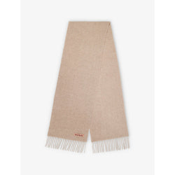 Mens Acne Studios Logo-patch fringe-trim brushed-wool scarf