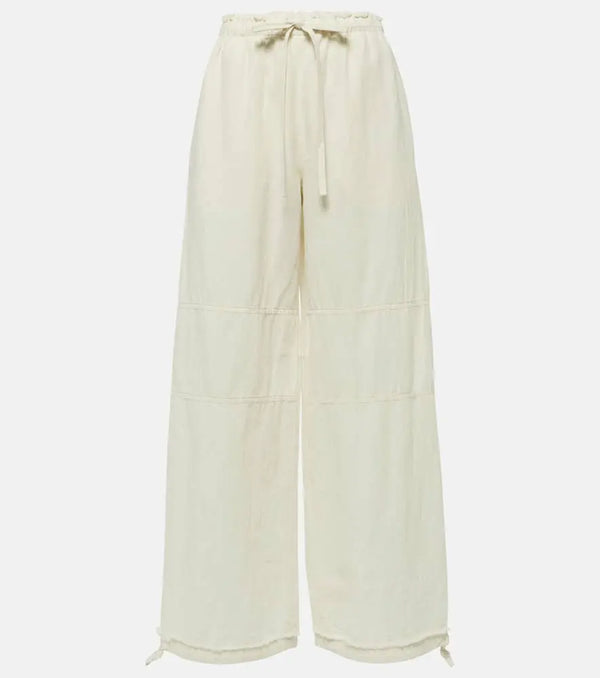 Acne Studios Mid-rise cotton and linen wide-leg pants